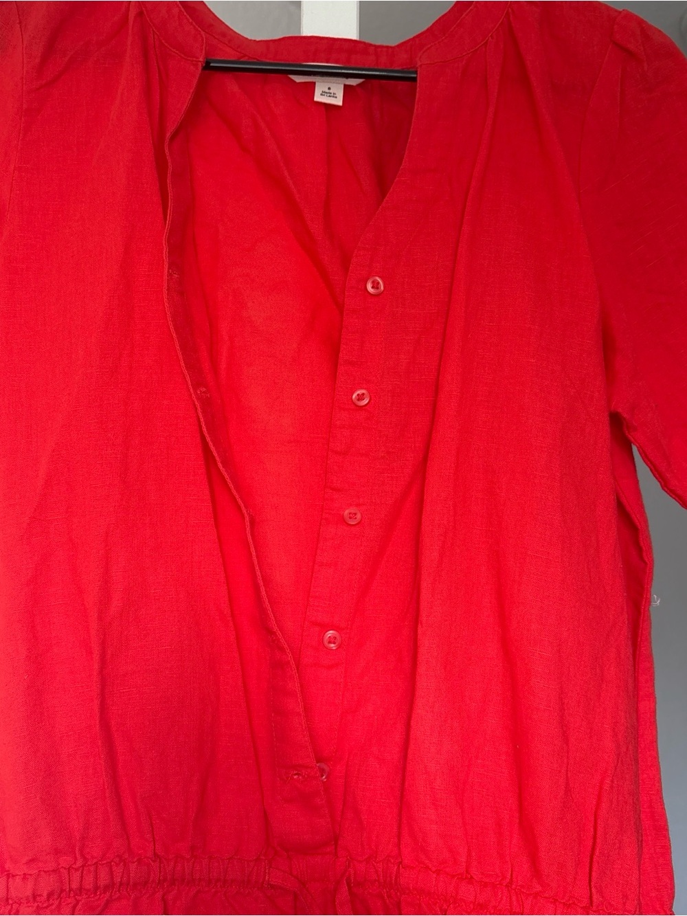 Red Button-Front Lightweight Romper